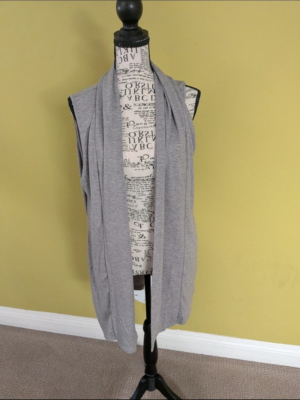 Light Gray Sleeveless Open Front Cardigan Vest